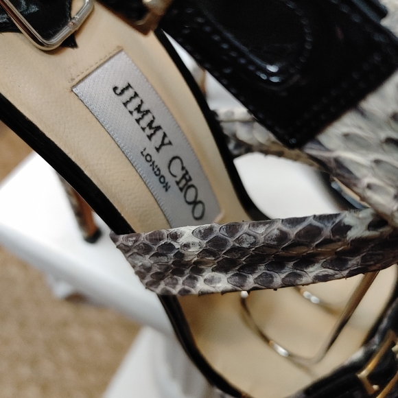 JIMMY CHOO ABY SNAKESKIN SANDALS, EU 37.5 US 7.5 - Picture 10 of 16